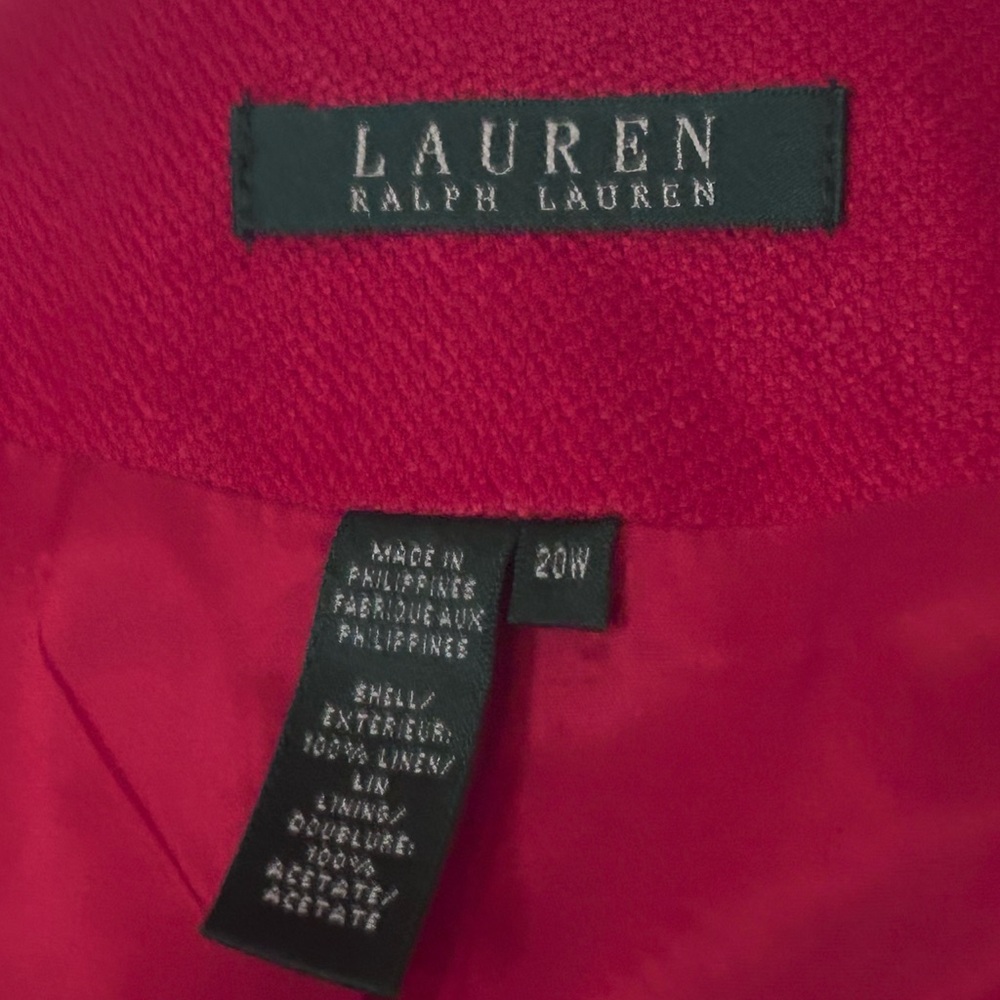 Nautical Ralph Lauren Vintage Red Jacket Blazer Linen 20w Navy Blue Cape Cod - Picture 15 of 15